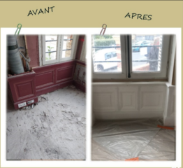 Remplacement d'anciens panneautages bois par des panneautages en Staff avec le même décors